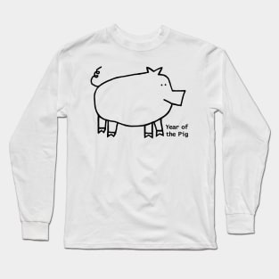 Year of the Pig Outline Long Sleeve T-Shirt